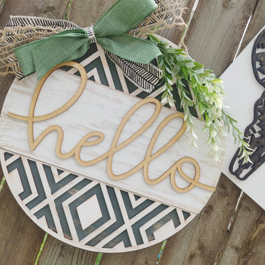 Geometric Hello Door Hanger