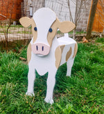 Standing Wooden Cow Planter - Large