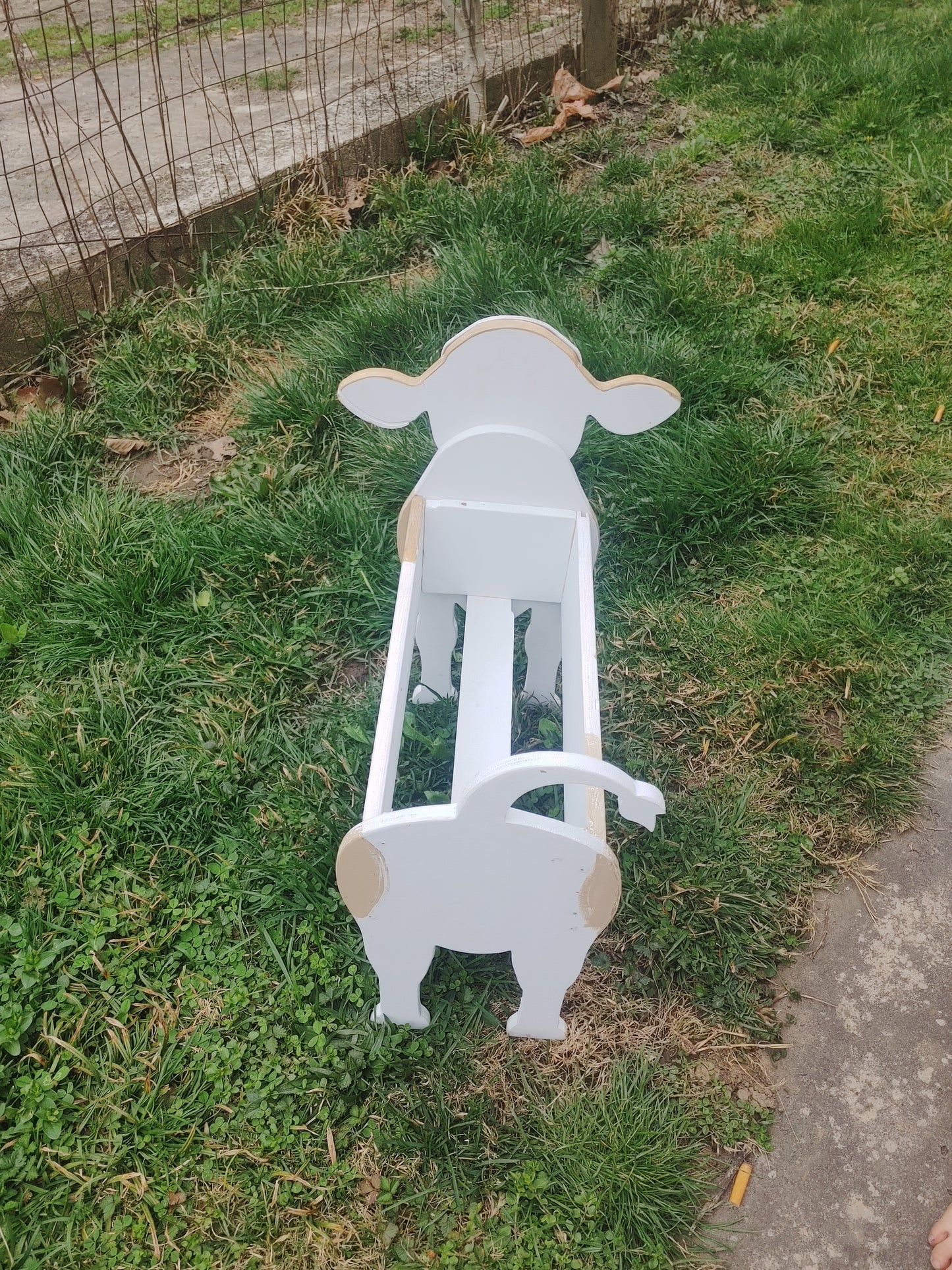 Standing Wooden Cow Planter - Large