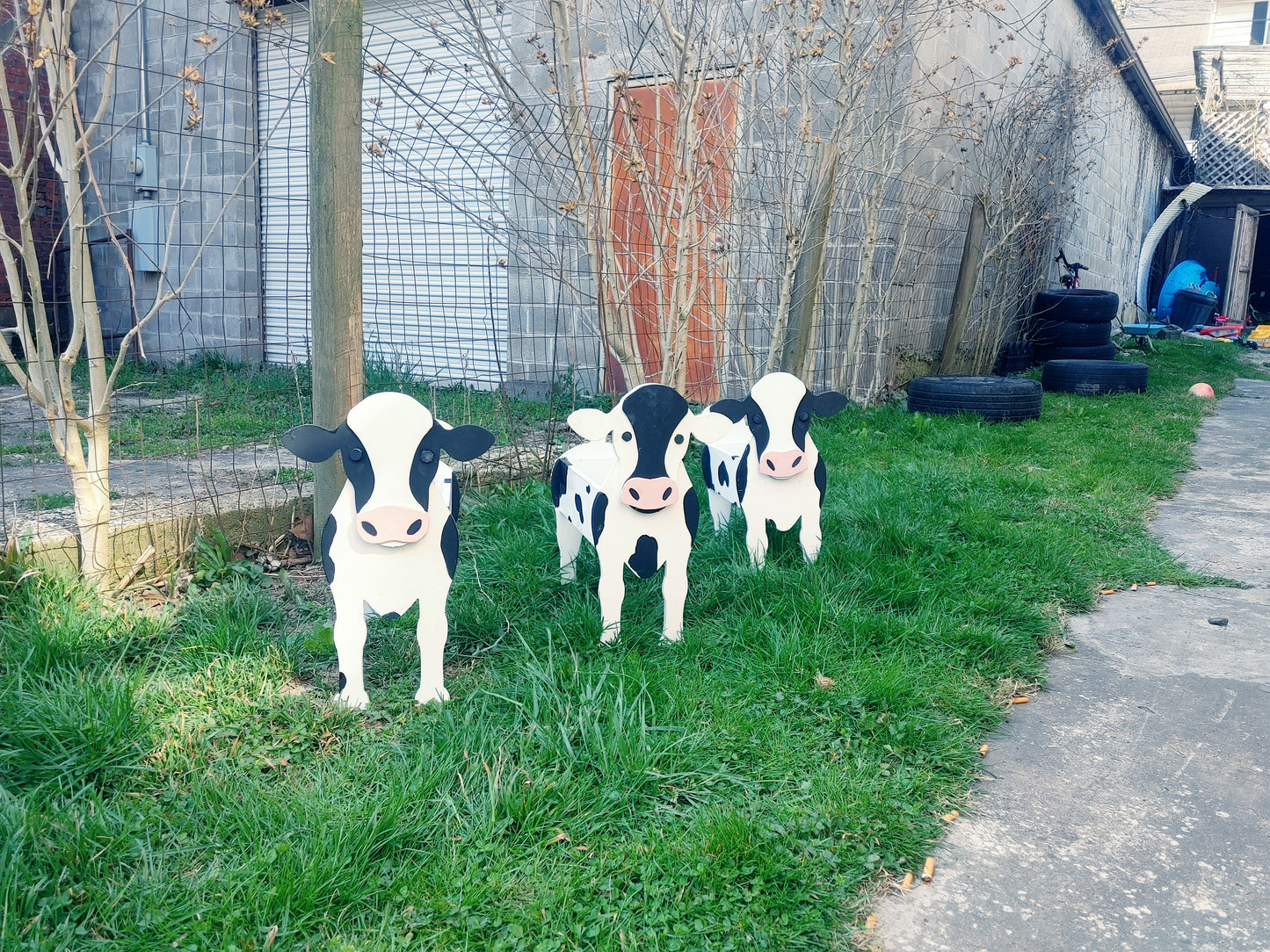 Standing Wooden Cow Planter - Large