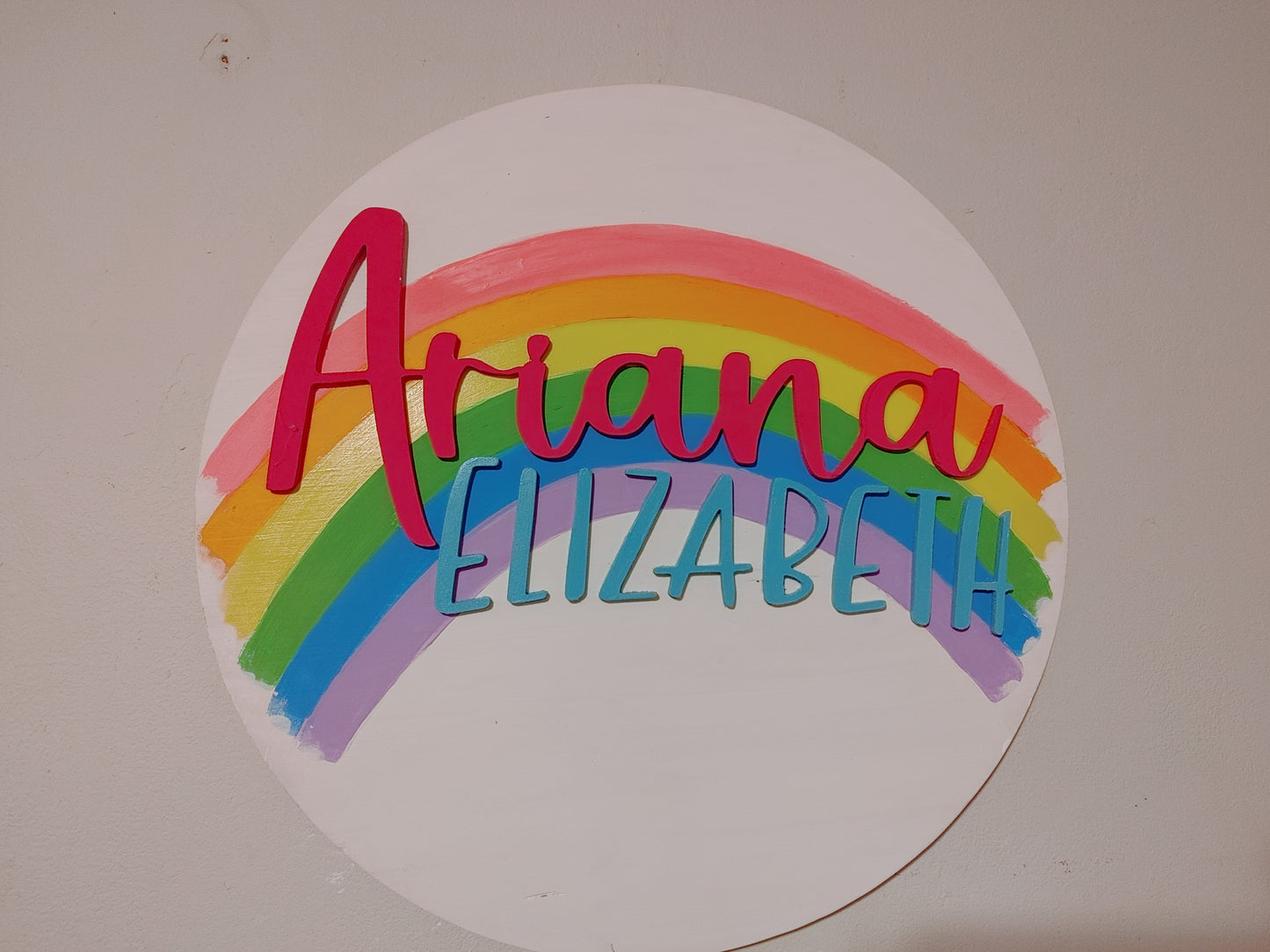 3D rainbow round name sign - customizable